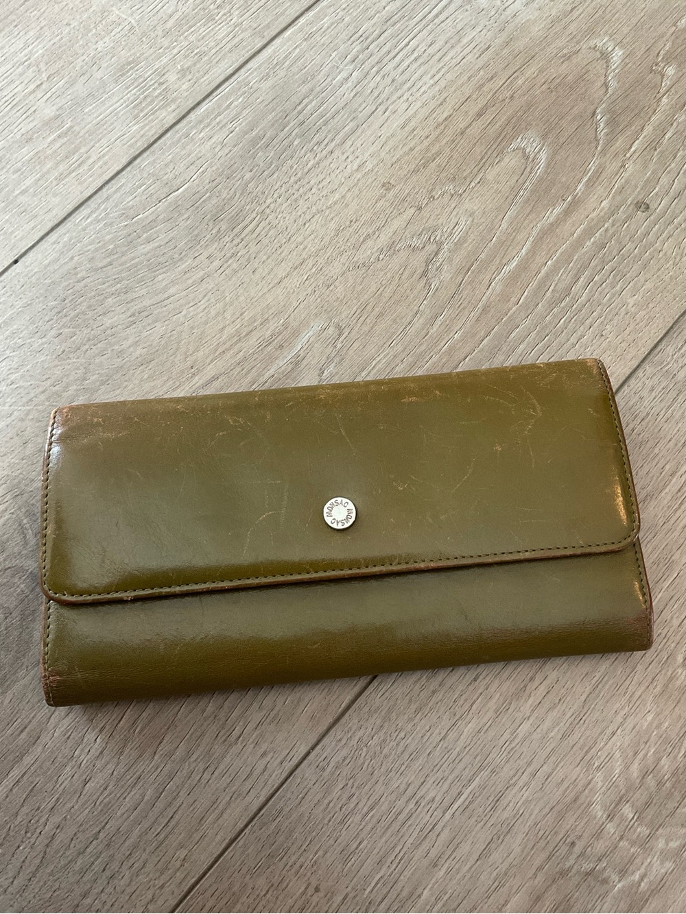 Monsac vintage Olive Green Trifold Leather Wallet